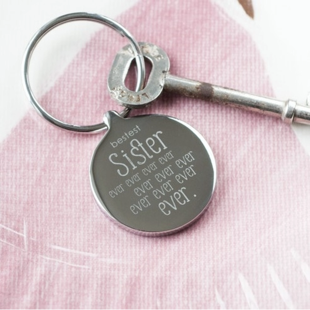 Hampers and Gifts to the UK - Send the Personalised Bestest Sister Ever Ever Keyring